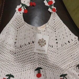 Womens knitted blouse with cherries sz l new